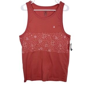 NWT Men's Volcom Summerside Red Star Print Sleeveless Tank Top -  Medium